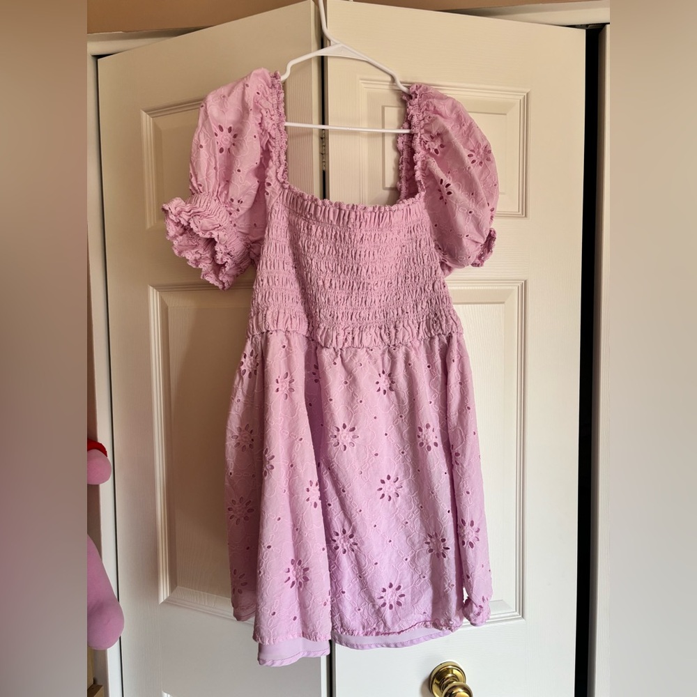ARULA Lilac Puff Sleeve Dress